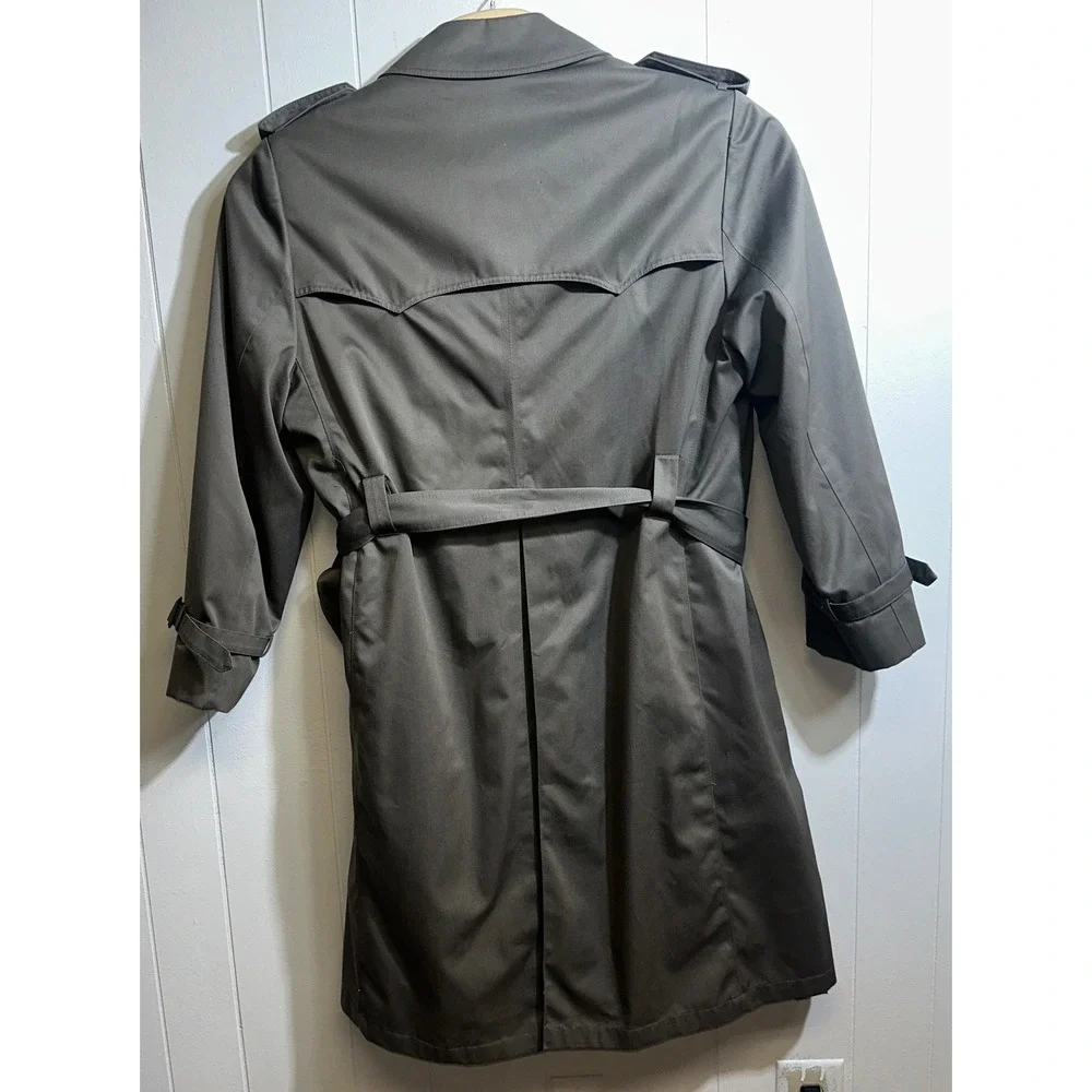 Misty Harbor Mens Double Breasted Trench Coat Olive Green Removable Liner Belted